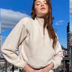 TNA Aritzia polar fleece quarter zip sweatshirt set active alo aerie rhone